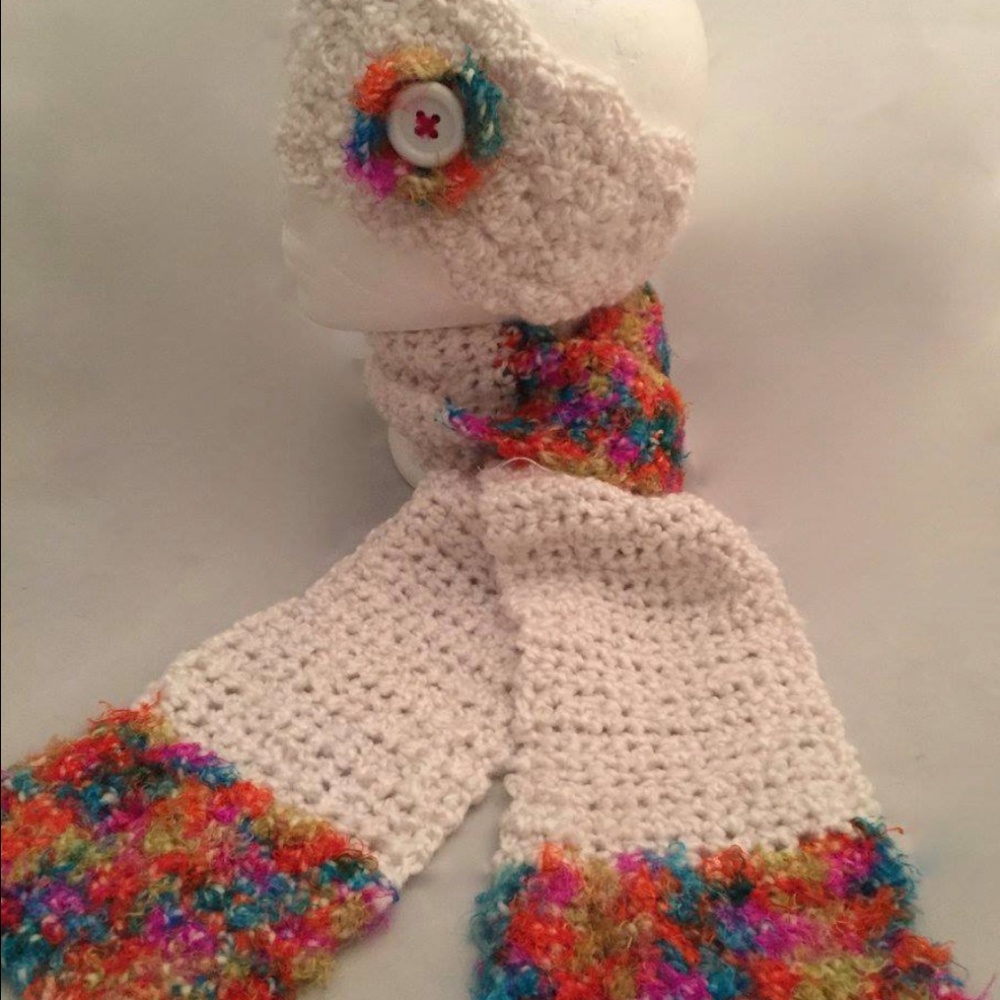 Handmade Crochet Scarf and Headband/ Earwarmer Set